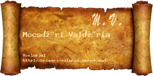 Mocsári Valéria névjegykártya